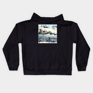 Fantasy illustration of WWII aircraft in battle Kids Hoodie